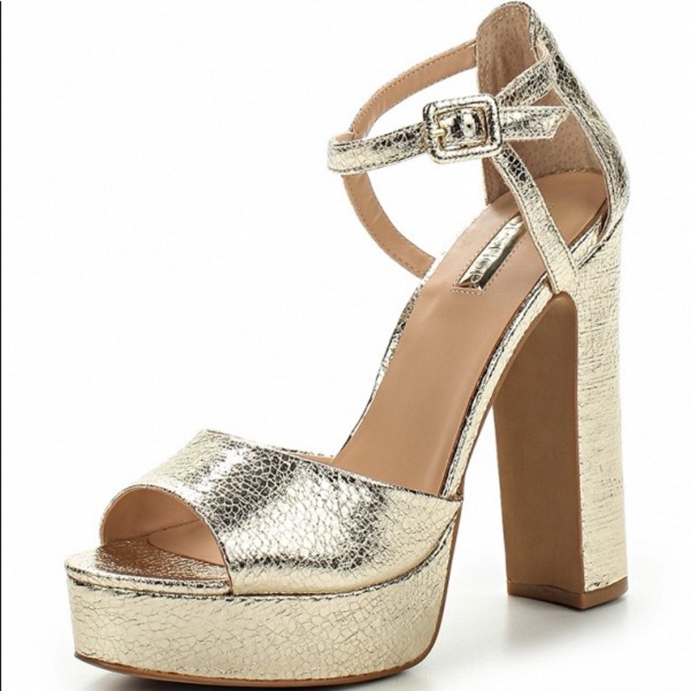 Topshop Gold Metallic Leather Platforms (Perfect)